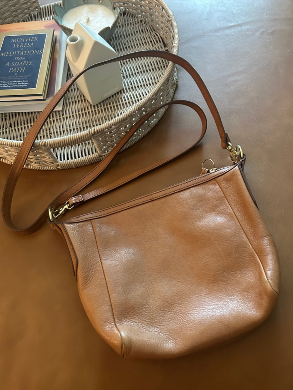Fossil Cognac Brown Leather Crossbody - Picture 4 of 8